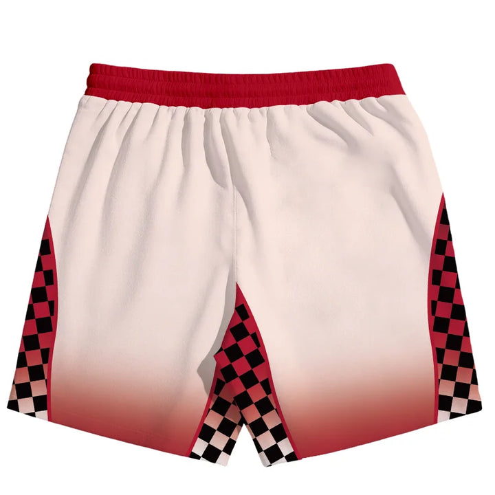 Retro Racing Style Checkerboard Aggressive Black Cat3D Print Simple Casual Sports Breathable Training Men and Women Daily Shorts