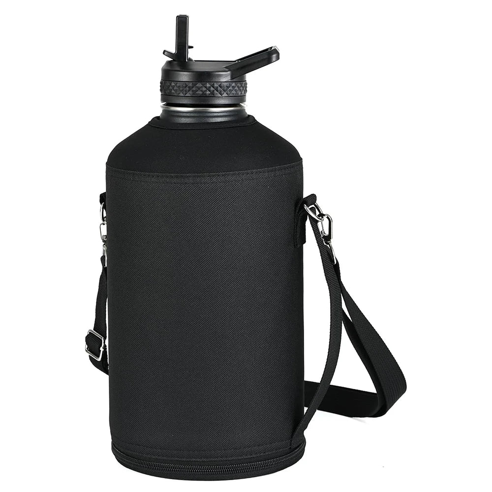 64oz / 128oz Insulated Sports Water Bottle Bag Holder Crossbody for Thermos Mug Vacuum Cup Protective Carrier Cover with Strap