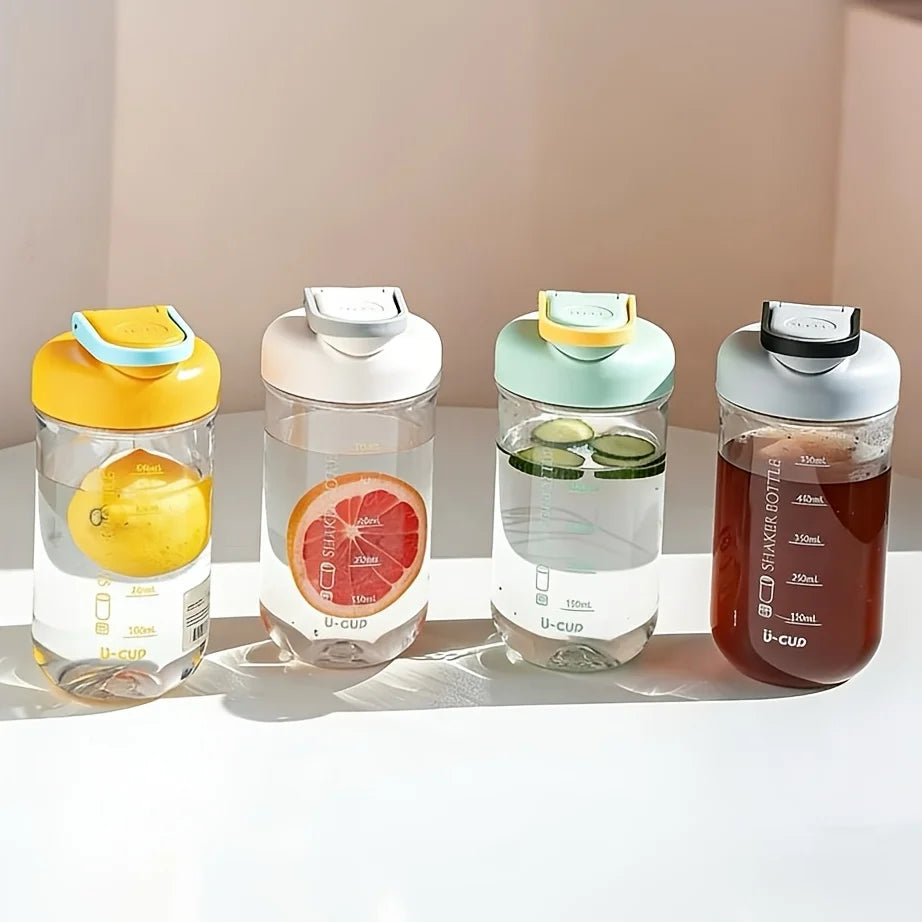 Portable Protein Powder Shaker Cup with Measurements, Leak-proof Sports Water Bottle, Fitness Shake Blender