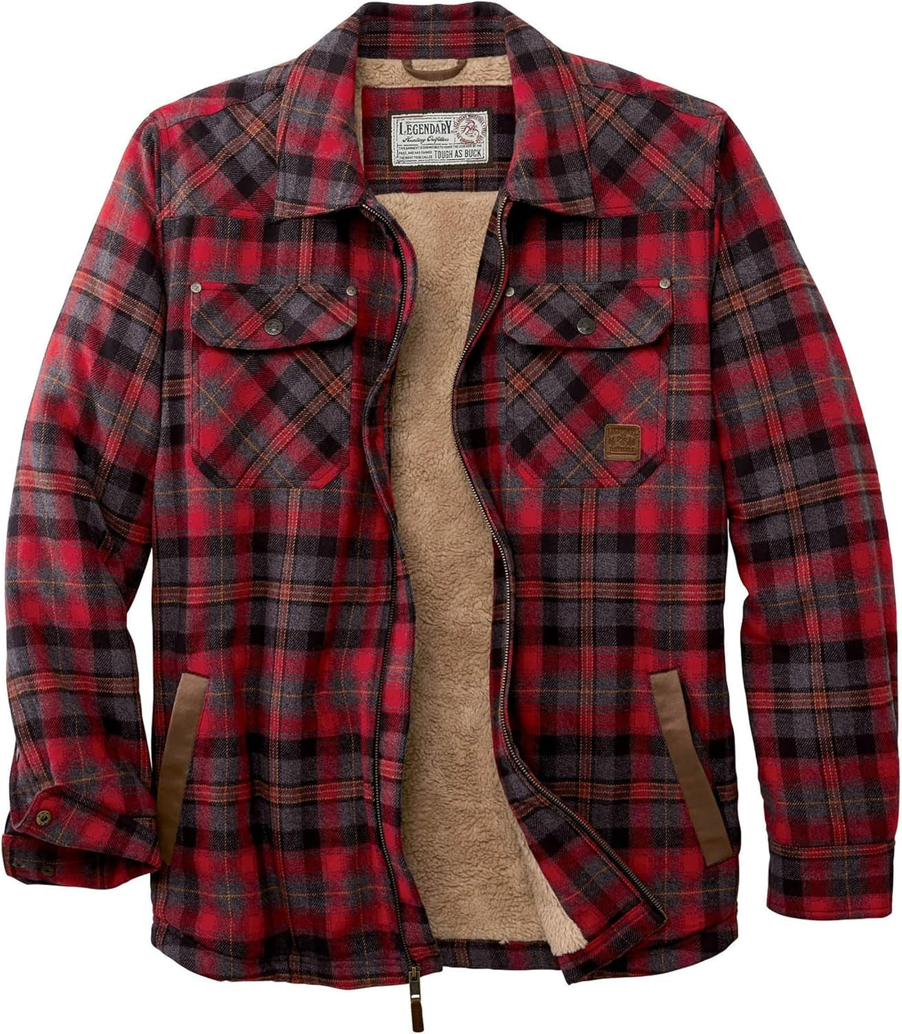 Men'S Tough as Buck Sherpa Lined Flannel Shirt Jacket