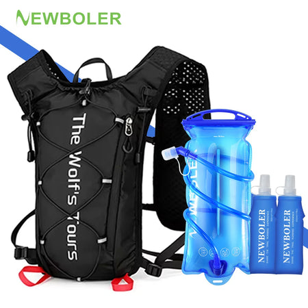 NEWBOLER Outdoor Trail Running Ultralight Backpack Run Hydration Vest Breathable Marathon Running Backpack Water Bottle 2L 500ML