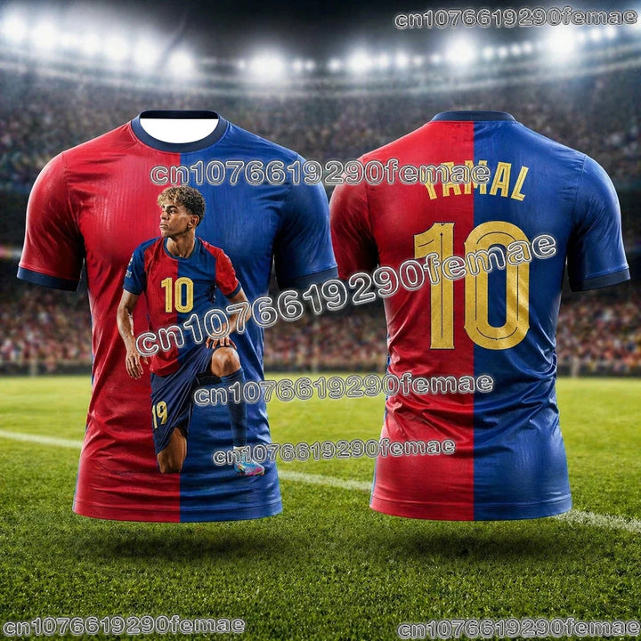 2026 Summer Lamine Yamal Fan Edition Kids Soccer Jersey New Breathable Sweat Wicking Short Sleeve Football Shirt for Daily Y2k