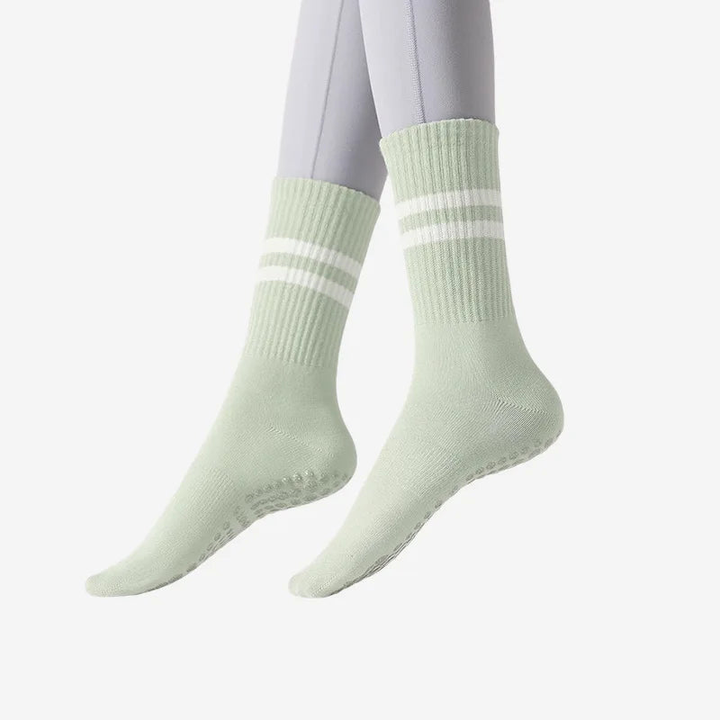 Yoga socks with shark pants, anti slip professional women's four season mid tube Pilates adult sports fitness floor socks