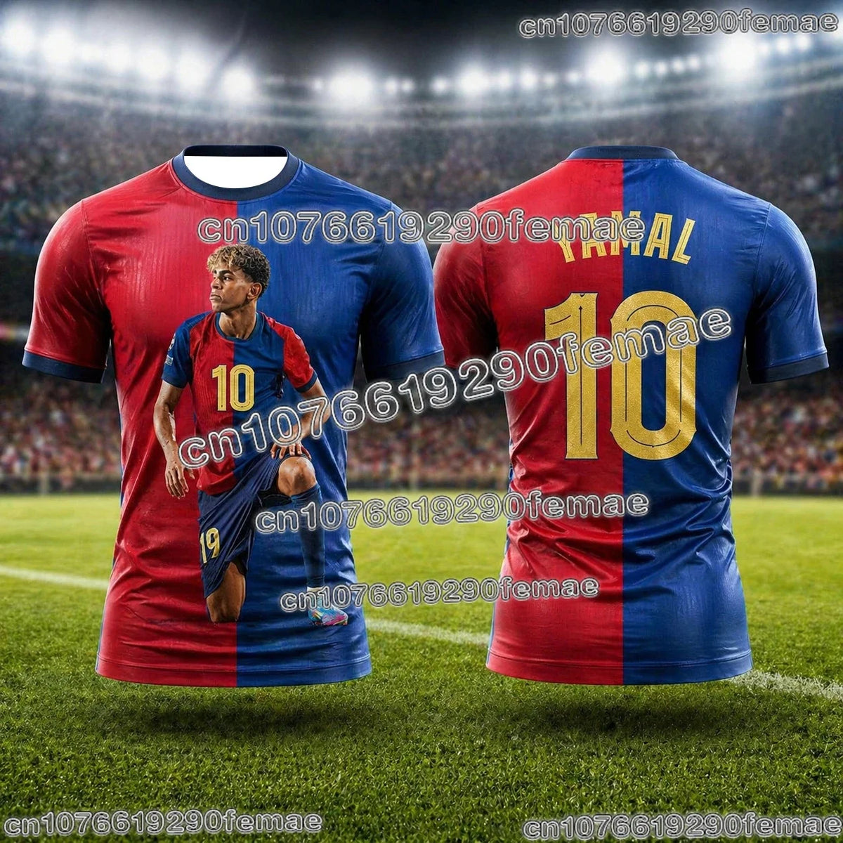 2026 Summer Lamine Yamal Fan Edition Kids Soccer Jersey New Breathable Sweat Wicking Short Sleeve Football Shirt for Daily Y2k