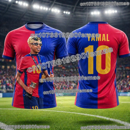 2026 Summer Lamine Yamal Fan Edition Kids Soccer Jersey New Breathable Sweat Wicking Short Sleeve Football Shirt for Daily Y2k