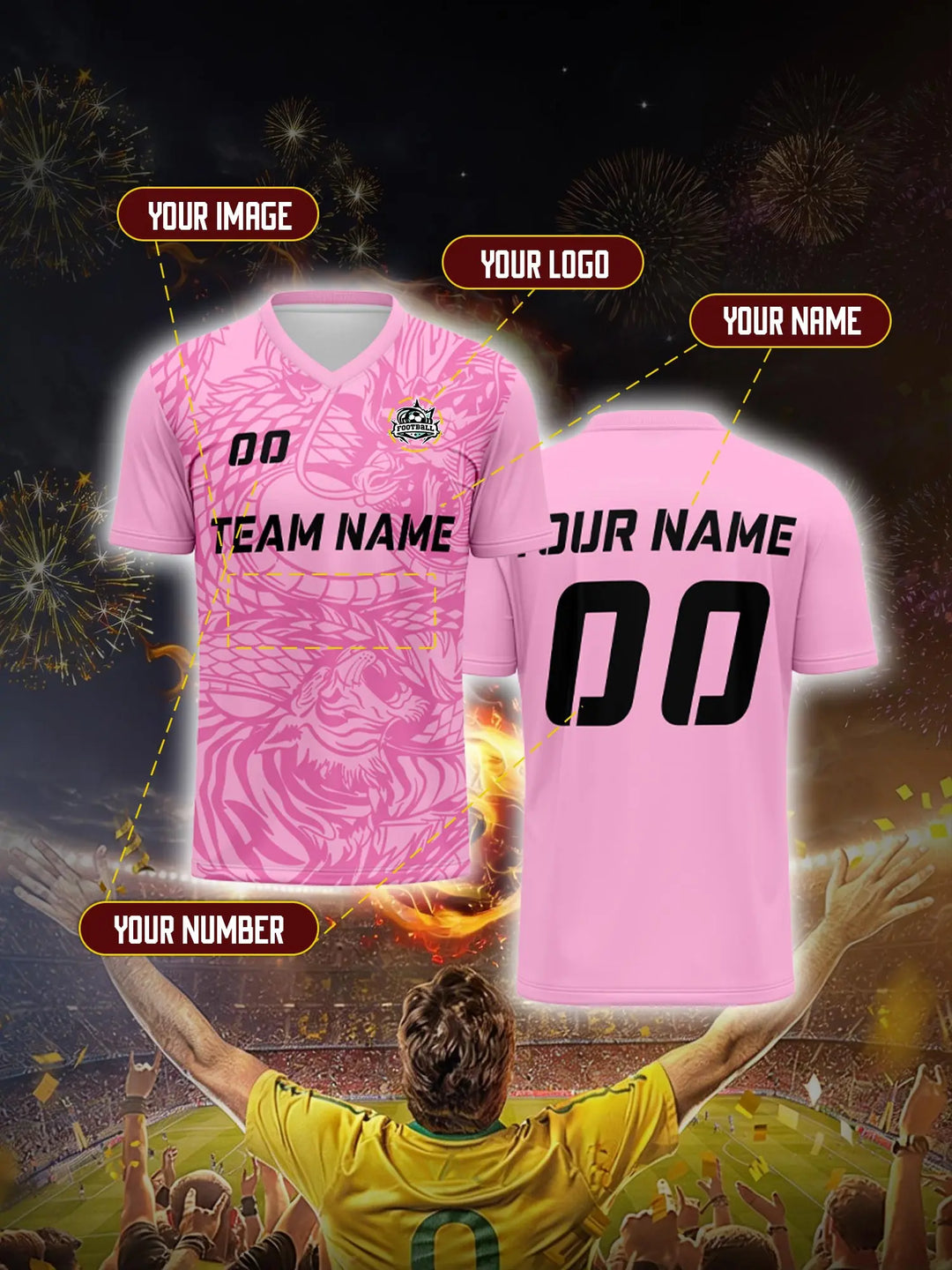 Custom Soccer Jersey With Custom Image, Number And Name, mesh ventilated sweat proof training wear