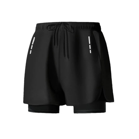 Swimming trunks double-layer men's anti-embarrassment enlarged flat-angle quick-drying beach shorts fitness swimming trunks